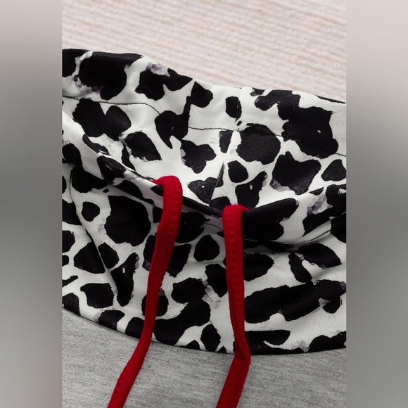 New - Leopard Color Block Drawstring Detail Sweatshirt - Picture 8 of 12